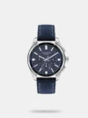 Amaze everyone around you by wearing this men's analog watch from Lee Cooper. The blue round dial is protected by a mineral glass. It features chronograph and a crown for time adjustment. The genuine leather strap comes in a blue hue that further elevates the look of the timekeeper. Besides, it is completed with a buckle clasp to ensure a secure fit on the wrist.