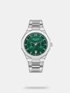 Enhance your style quotient by wearing this women's analog watch from the collection by Lee Cooper. Its stainless steel strap exudes a silver hue that accentuates the look of the watch. Safeguarded by a mineral glass and operated by a quartz movement, the blue square dial is encompassed in a 38 mm case. It showcases plain three hands. Furthermore, it is complemented with a push-button clasp that ensures a secure fit on the wrist.