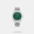 Seamlessly fusing fashion and utility, this men's analog watch from the collection by Lee Cooper is sure to make a style statement. Operated by a quartz movement and safeguarded by a mineral glass, the green round dial is encased in a 44 mm case. It features multifunction. The stainless steel strap flaunts a silver hue that accentuates the look of the watch. Moreover, it is fitted with a push-button clasp that ensures a secure fit on the wrist.