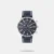 Round Super Metal Silver case with Multi Function display, Dark Blue dial 46 mm case diameter, PE933 movement, 5 ATM water-resistant Dark Blue Leather bracelet with Buckle