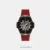 Seamlessly fusing fashion and utility, this men's analog watch from Lee Cooper is sure to make a style statement. Operated by a automatic movement and safeguarded by a mineral glass, the black round dial is encased in a 44 mm case. It features multifunction. The silicon strap flaunts a red hue that accentuates the look of the watch. Moreover, it is fitted with a buckle clasp that ensures a secure fit on the wrist.