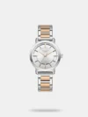 Add smartness to your personality by wearing this women's analog watch from the collection by Lee Cooper. Operated by a quartz movement and safeguarded by a mineral glass, the blue round dial is encased in a 34 mm case. It features multifunction. The stainless steel strap comes in a silver hue that further elevates the look of the timepiece. Moreover, it is fitted with a push-button clasp to ensure a secure fit on the wrist.