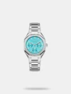 Effortlessly combining style and functionality, this women's analog watch from the collection by Lee Cooper will be a perfect pick. The stainless steel strap showcases a two tone hue that uplifts the look of the watch. Safeguarded by a mineral glass and functional on a quartz movement, the silver round dial is encompassed in a 35 mm case. It features plain three hands. Furthermore, it is complemented with a push-button clasp that ensures a secure fit on the wrist.