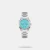 Add smartness to your personality by wearing this women's analog watch from the collection by Lee Cooper. Operated by a quartz movement and safeguarded by a mineral glass, the blue round dial is encased in a 34 mm case. It features multifunction. The stainless steel strap comes in a silver hue that further elevates the look of the timepiece. Moreover, it is fitted with a push-button clasp to ensure a secure fit on the wrist.