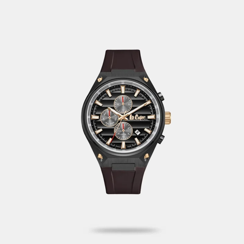 Men Brass Dial & Leather Straps Analogue Multi Function Watch - LEE COOPER LC08063.061