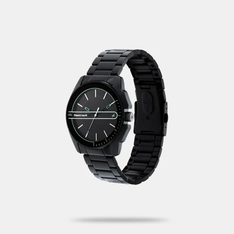 Fastrack Wear Your Look Quartz Analog Black Dial Metal Strap Watch for Guys - NS3089NM03 - Image 2