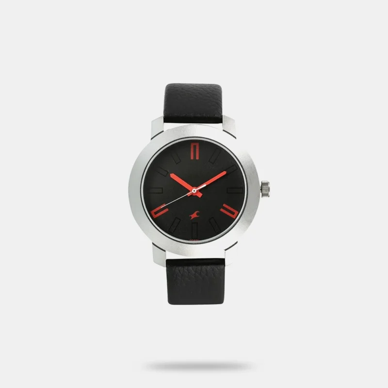 Fastrack Quartz Analog Black Dial Leather Strap Watch for Guys - NS3120SL02