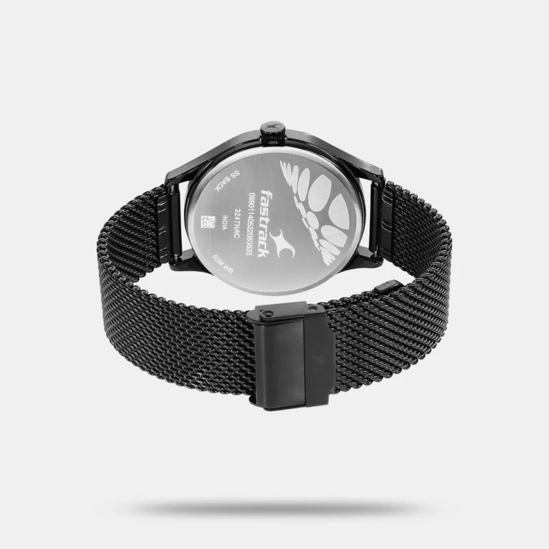 Fastrack Style Up Quartz Analog with Day and Date Black Dial Stainless Steel Strap Watch for Guys - NS3247NM03 - Image 3