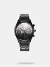 Overwhelm everyone around you with this analog watch from FASTRACK. Encased in a 45.5 mm case, the black round-shaped dial, features a plain 3-hand functionality, quartz movement and a crown for time adjustment. The stainless steel bracelet comes in a brown hue that further elevates the look of the watch. Besides, it has a water resistance of up to 50 m and is completed with a push button clasp to ensure a secure fit on the wrist.