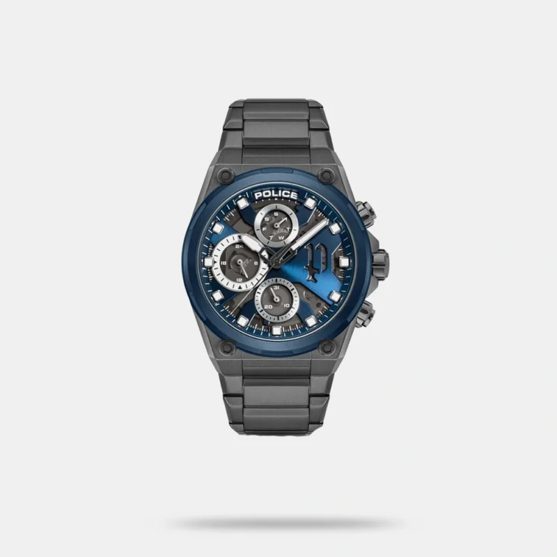 Police Multifunction Blue Dial Grey Stainless Steel Strap Watch For Men - PLPEWGK2239107