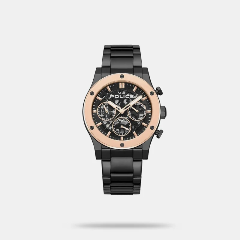 Police Quartz Multifunction Black Dial Black Colour Stainless Steel Strap Watch For Men - PLPEWJK0006403