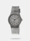 A must-have timepiece for all the watch aficionados, this women's analog watch from Lee Cooper will be a perfect pick. Its stainless steel strap vaunts a silver hue that enhances the look of the watch. The black round dial is protected by a mineral glass. It showcases multifunction and a crown for time adjustment. Furthermore, it is complemented with a fold-over clasp with double push button safety clasp that ensures a secure fit on the wrist.