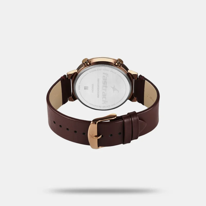Fastrack Gambit Micromotor Green Dial Brown Leather Strap Analog Watch for Guys - 3309QL01 - Image 3