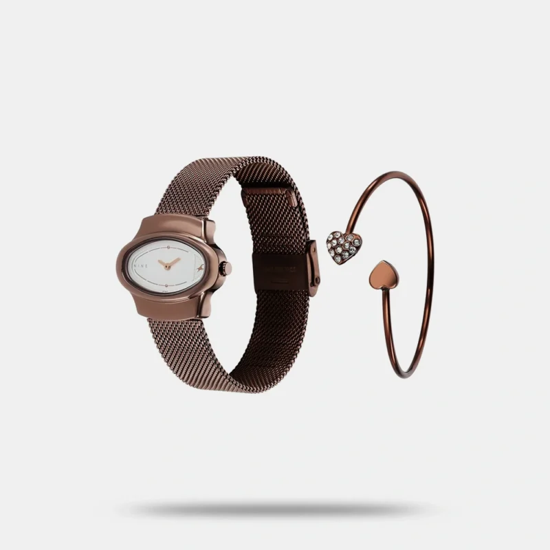 Fastrack Pulse Quartz Analog White Dial Brown Stainless Steel Strap Watch For Girls - 6004QM02F - Image 3