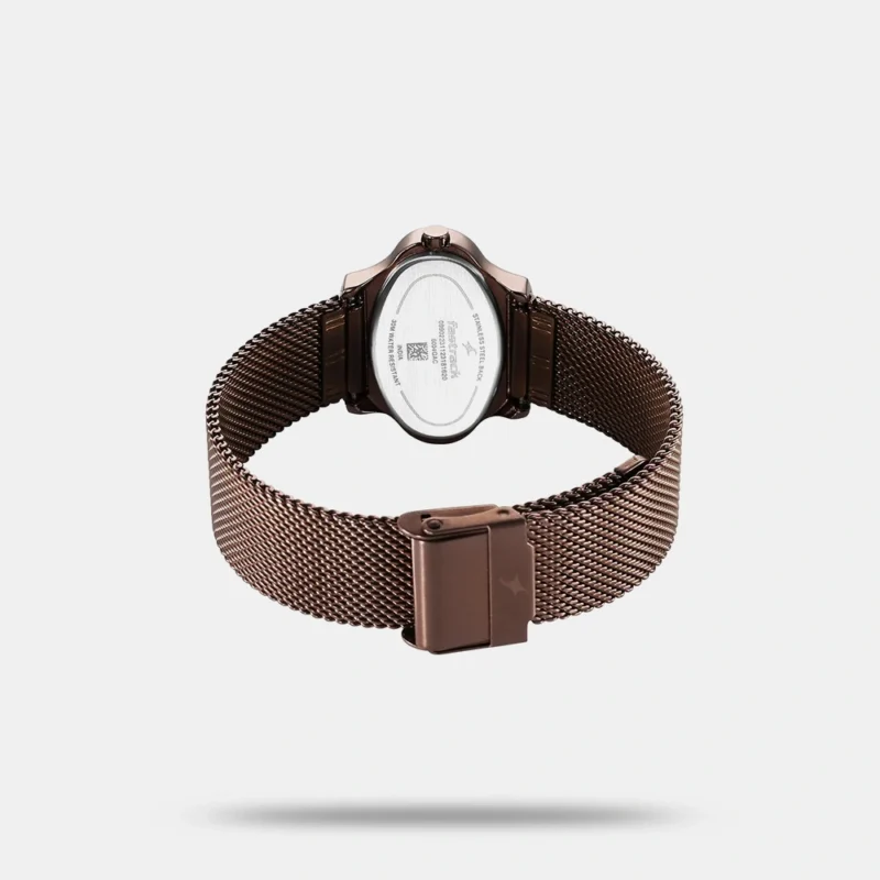 Fastrack Pulse Quartz Analog White Dial Brown Stainless Steel Strap Watch For Girls - 6004QM02F - Image 4