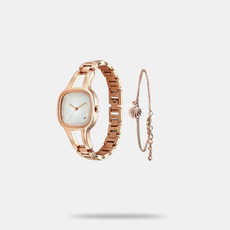Fastrack Pulse Quartz Analog Mother Of Pearl Dial Rose Gold Metal Strap Watch For Girls - 6147WM01F - Image 2