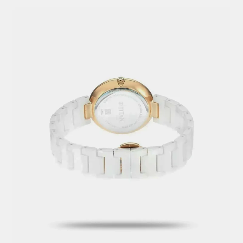 Titan Purple Ceramics Quartz Analog White Dial White Ceramic Strap Watch for Women - 95189KC01 - Image 3