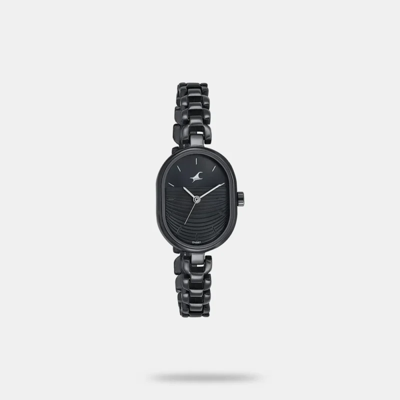 Fastrack Style Up Black Dial Metal Strap Watch for Girls - NS6258NM01