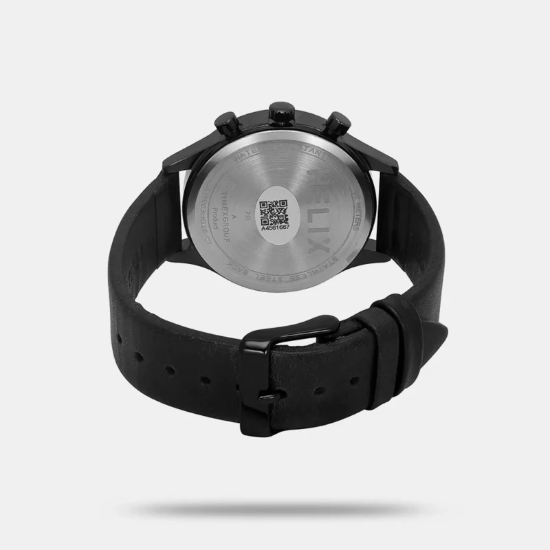 Helix by Timex Analog Watch for Man with Black Round Dial & Black Leather Strap Band Water Resistant Men's Wrist Watches - TW003HG28 - Image 4