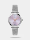 Embrace a touch of sophistication with this women's analog stainless steel watch. The 32mm round case beautifully complements the blue dial, and the quartz movement ensures precise timekeeping. The 15mm blue mesh strap adds a dash of style and secures with a foldover clasp. With 3 ATM water resistance, it's ideal for everyday wear. The watch is safeguarded by mineral glass and weighs just 59 grams with a 9mm case thickness. It comes with a 2-year warranty and originates from India.  