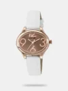 The Timex watch is perfect for women who want a fashionable and functional timepiece. This watch is made with a quartz movement and features a black resin band. It also includes a black dial and silver markers. The Timex watch is water resistant to 30 meters and has a date display.