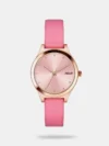 Let this classy women's analog watch from the Valentine's Day collection by Helix be a testimony to your love. Its genuine leather strap comes in a blue hue that elevates the look of the watch. The green round dial is nestled in a 33.5 mm case. It showcases plain three hands and a crown for time adjustment. Furthermore, it is completed with a buckle clasp to ensure a secure fit on the wrist.