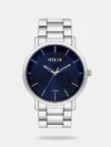 Sober yet stylish, this men's analog watch by Helix is sure to impress you. Protected by a mineral glass, the beige round dial is housed in a 42 mm case. It vaunts plain three hands. The stainless steel strap showcases a silver hue that uplifts the look of the watch. Moreover, it is fitted with a push-button clasp to ensure a secure fit on the wrist.