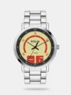 nfuse class to your casual attire with this men's analog watch by Helix. Secured by a mineral glass, the silver round dial is nestled in a 42 mm case. It exhibits plain two hands. The stainless steel strap exudes a silver hue that accentuates the look of the watch. Moreover, it is equipped with a push-button clasp to ensure a secure fit on the wrist.