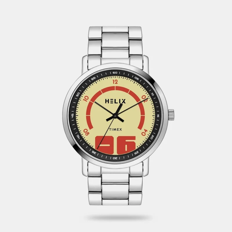 Helix Men Beige Round Dial Analog Watch - TW053HG03