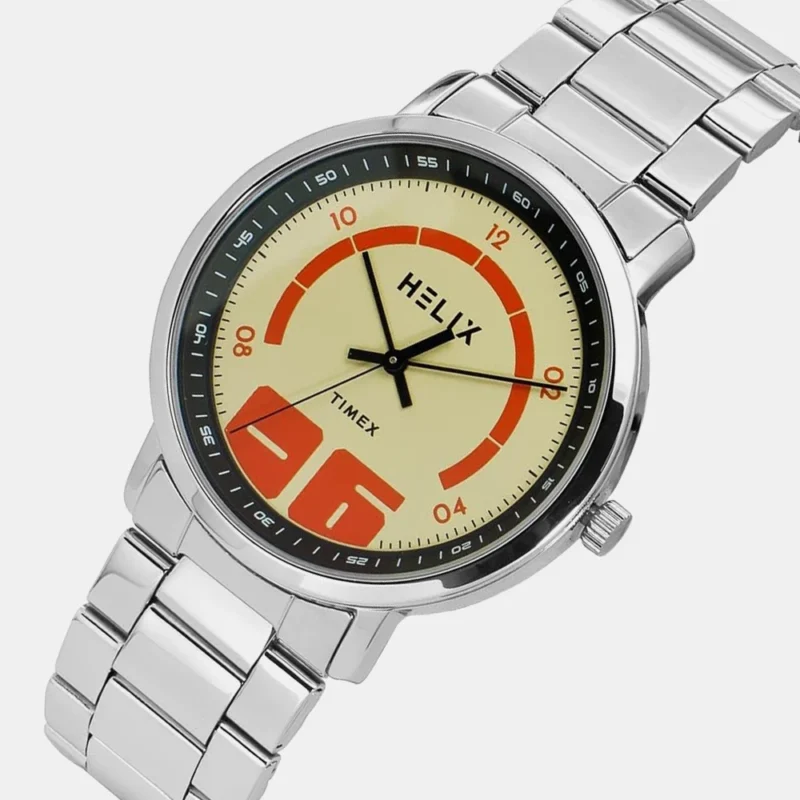 Helix Men Beige Round Dial Analog Watch - TW053HG03 - Image 2