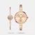 Carry great technology wrapped around your wrist with this women's analog watch from the Fria collection by Timex. Encased in a 32 mm case, the rose gold round dial is secured by a mineral glass. It exudes plain three hands. The brass strap vaunts a rose gold hue that enhances the look of the watch. Besides, it is completed with a jewellery clasp to ensure a secure fit on the wrist.