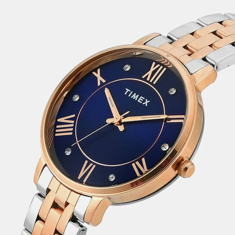 Women Brass Dial & Stainless Steel Straps Analogue Watch - TWEL19110 - Image 2