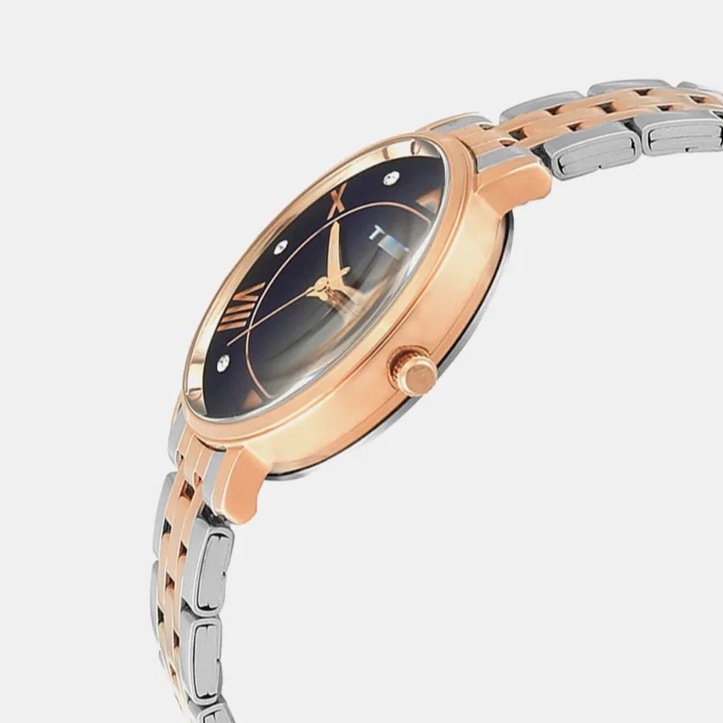 Women Brass Dial & Stainless Steel Straps Analogue Watch - TWEL19110 - Image 3