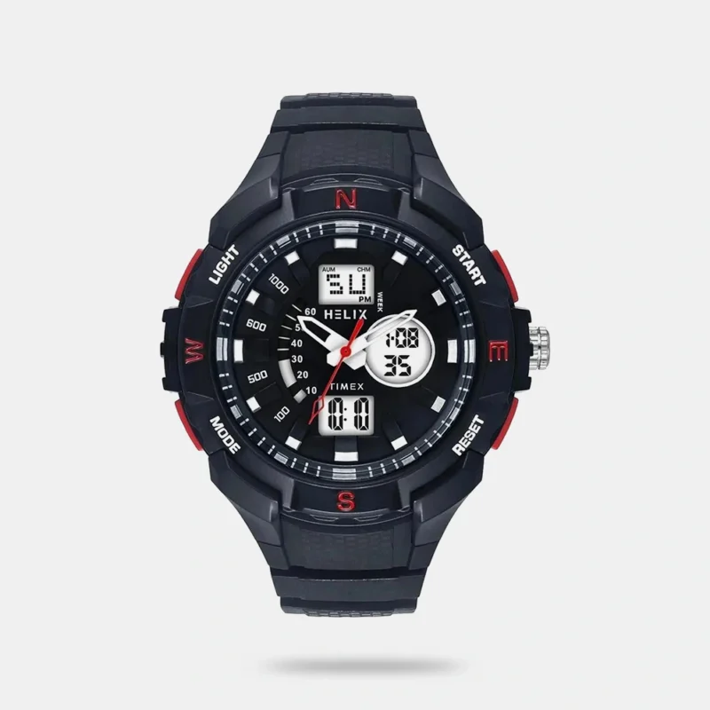 Helix Men Black Round Dial Quartz Analog-Digital Watch - TWESK4601T