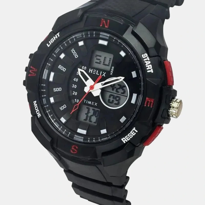 Helix Men Black Round Dial Quartz Analog-Digital Watch - TWESK4601T - Image 2