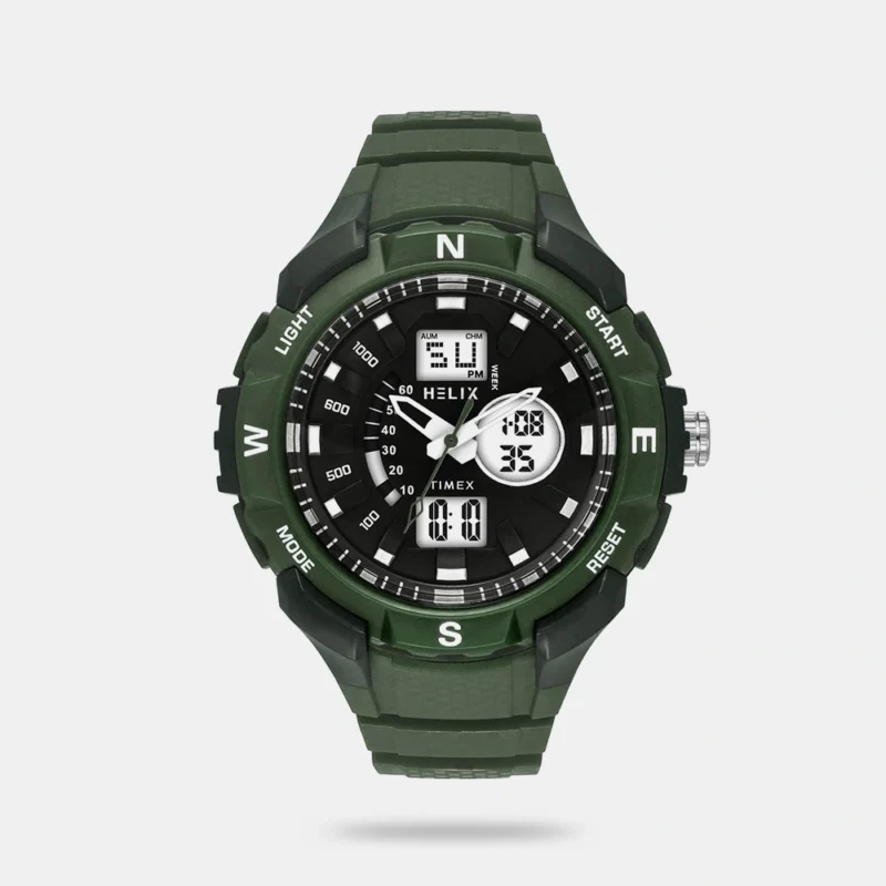 Helix Men Black Round Dial Quartz Analog-Digital Watch - TWESK4603T