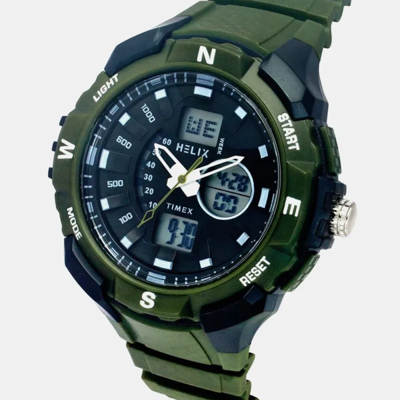 Helix Men Black Round Dial Quartz Analog-Digital Watch - TWESK4603T - Image 2