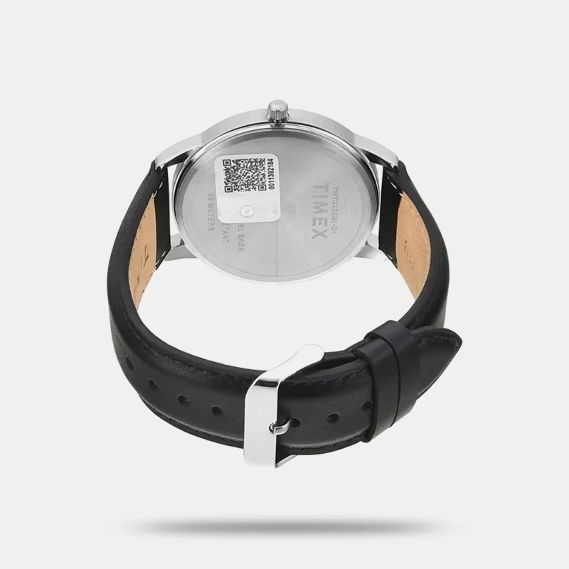 TIMEX Classics Analog Watch for Man with Black Round Dial & Black Leather Strap Band Water Resistant Men's Wrist Watches - TWTG12101 - Image 3