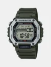 Embark on adventures with this sporty digital watch that features a sturdy 44.2mm dial with a debossed bezel, digital displays, a backlight, and pushers. The watch also features water resistance up to 200 meters, and a sturdy resin strap with a tang buckle closure that ensures a secure fit.