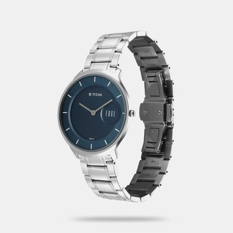 Titan Edge Murals Quartz Analog Blue Dial Stainless Steel Strap Watch For Men - 1843SM03 - Image 2