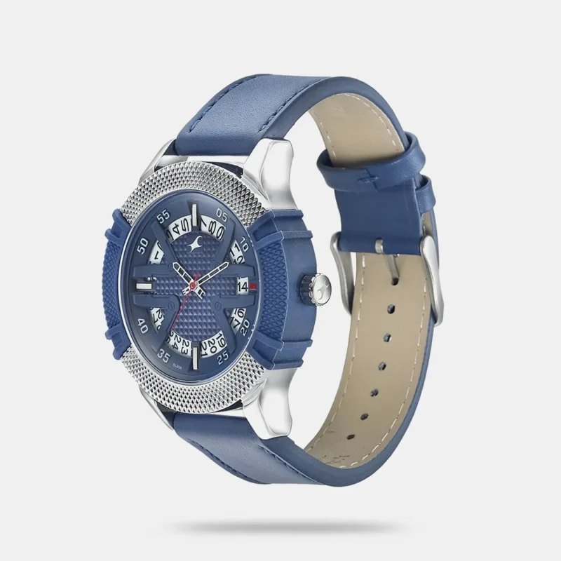 Fastrack Dial It Up Quartz Analog with Date Blue Dial Leather Strap Watch for Guys - 3223KL01 - Image 2