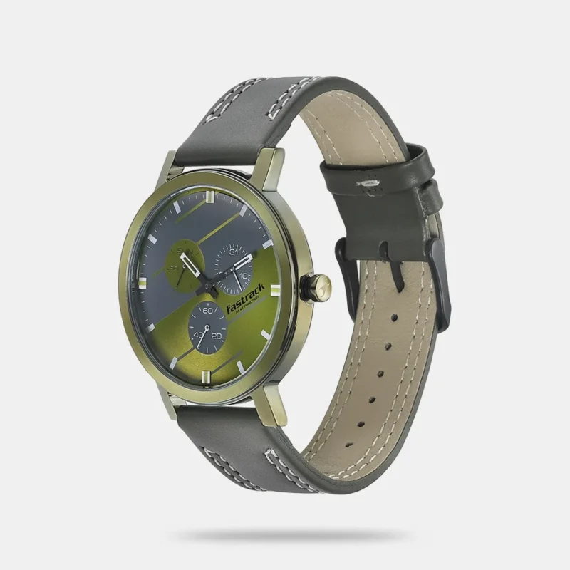 Fastrack Dial It Up Quartz Multifunction Green Dial Leather Strap Watch for Guys - 3238QL01 - Image 2