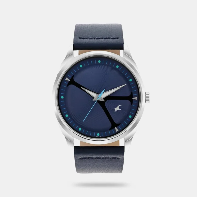 Fastrack MetaWe Quartz Analog Blue Dial Leather Strap Watch For Guys - 3273SL03