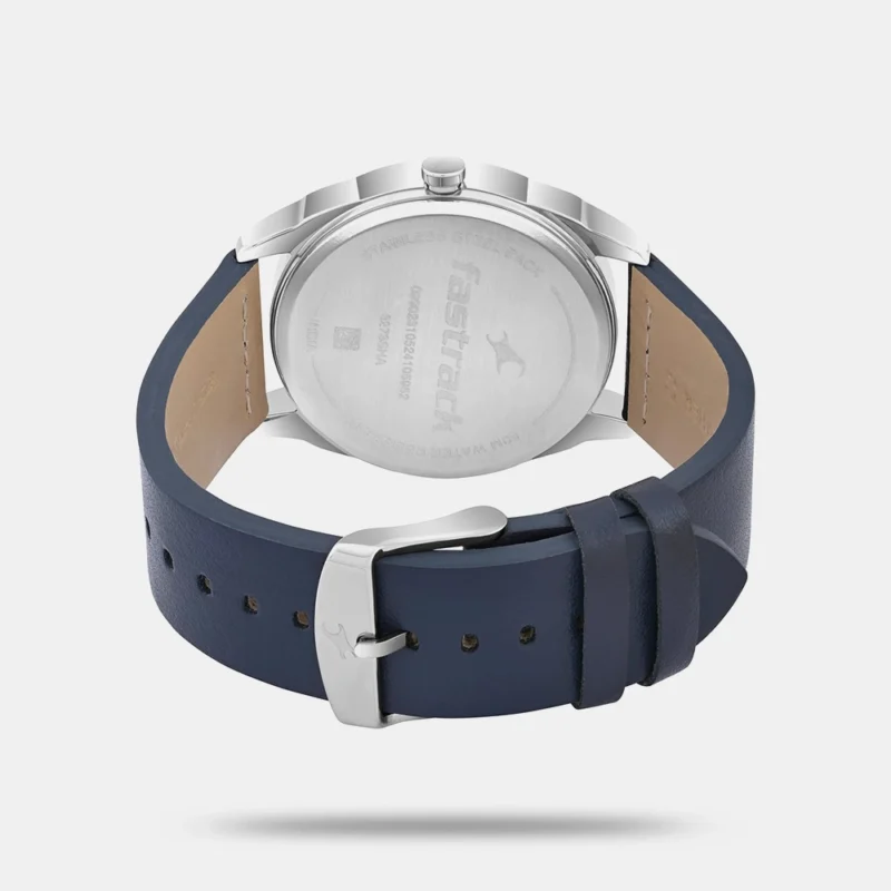 Fastrack MetaWe Quartz Analog Blue Dial Leather Strap Watch For Guys - 3273SL03 - Image 3