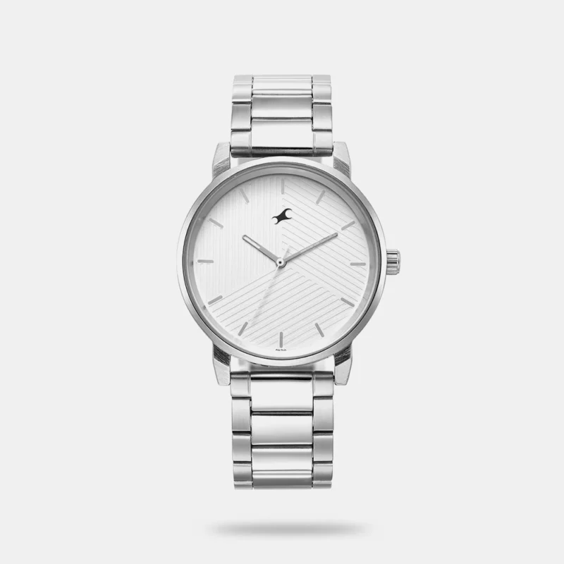 Fastrack Stunners White Dial Metal Strap Watch for Guys - 3278SM04