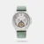 Introducing the Fastrack Exuberant analog, where crisp white meets earthy green. The layered white dial features textured subdials displaying the 24-hour format and the date, alongside a day indicator. Rose-gold-toned hands sweep across minimalist markers, all framed by a polished silver-tone case. The green leather strap with light stitching adds a touch of natural sophistication to this organized and stylish watch.