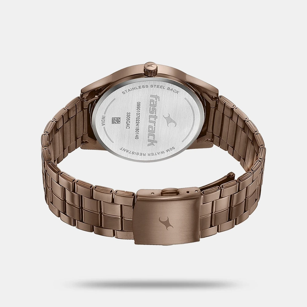 https://watchpalace.in/product/fastrack-stunners-quartz-analog-brown-dial-stainless-steel-strap-watch-for-guys-3305qm01/ Fastrack Stunners Quartz Analog Brown Dial Stainless Steel Strap Watch for Guys - 3305QM01 - Image 3