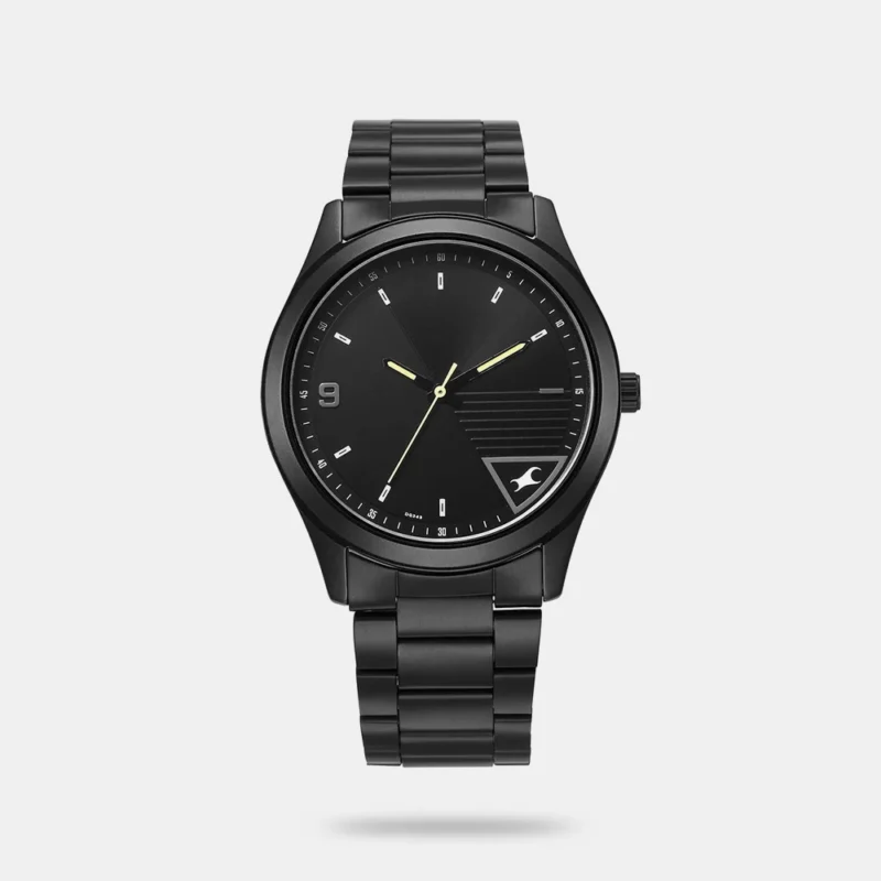 Fastrack Stunners Quartz Analog Black Dial Black Metal Strap Watch For Guys - 3317NM01