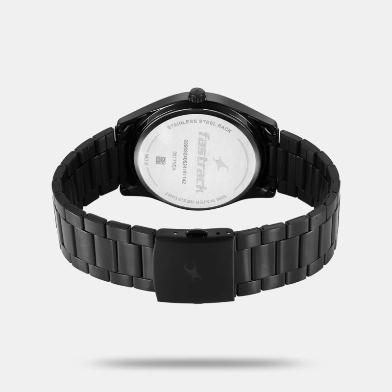 Fastrack Stunners Quartz Analog Black Dial Black Metal Strap Watch For Guys - 3317NM01 - Image 4