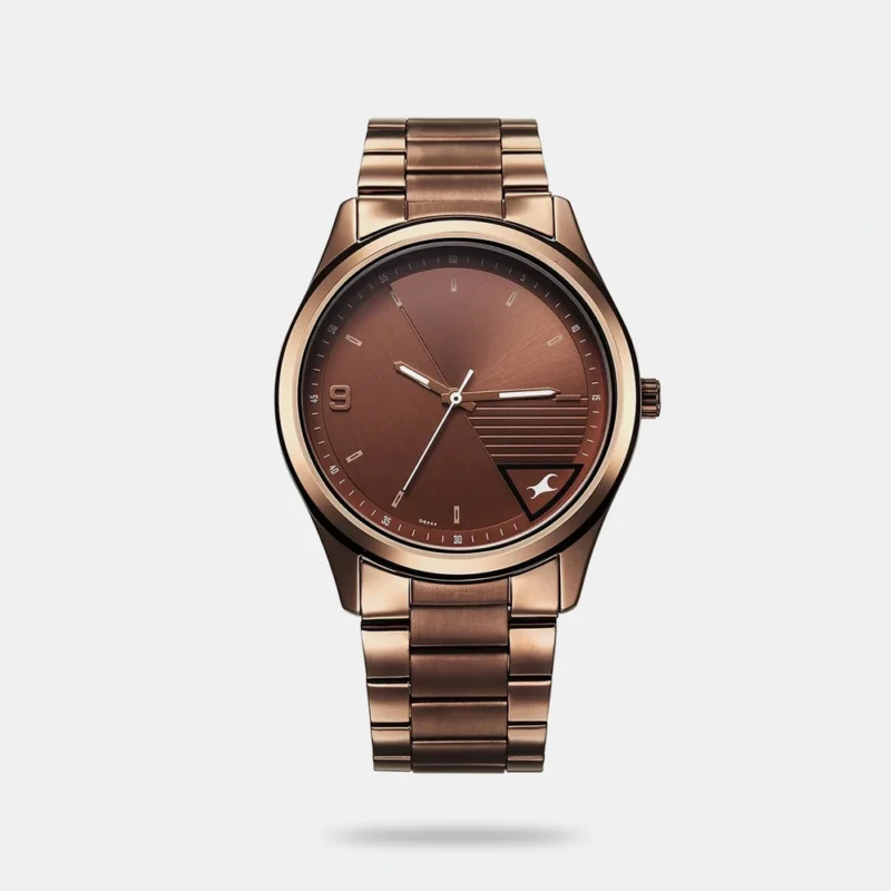 Fastrack Stunners Quartz Analog Brown Dial Brown Metal Strap Watch For Guys - 3317QM02